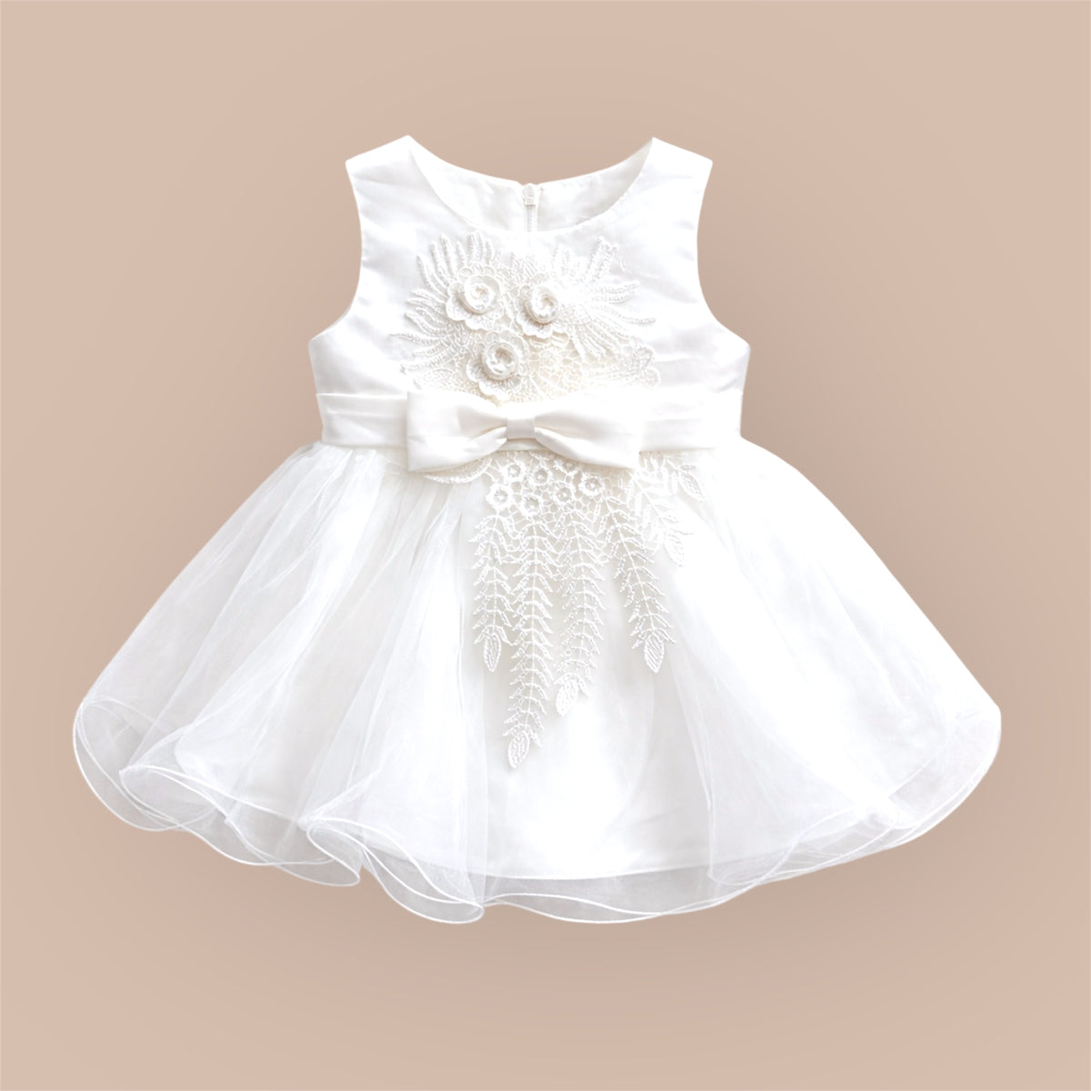 Baby Meisjes Jurk Feestelijk Tule & Kant – Ivoor Wit