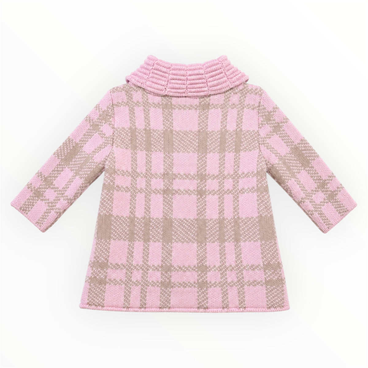 Baby & Peuter Meisjes Gebreid Jasje Roze/Beige Geruit – foto 2