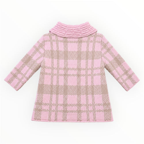 Baby & Peuter Meisjes Gebreid Jasje Roze/Beige Geruit – foto 2