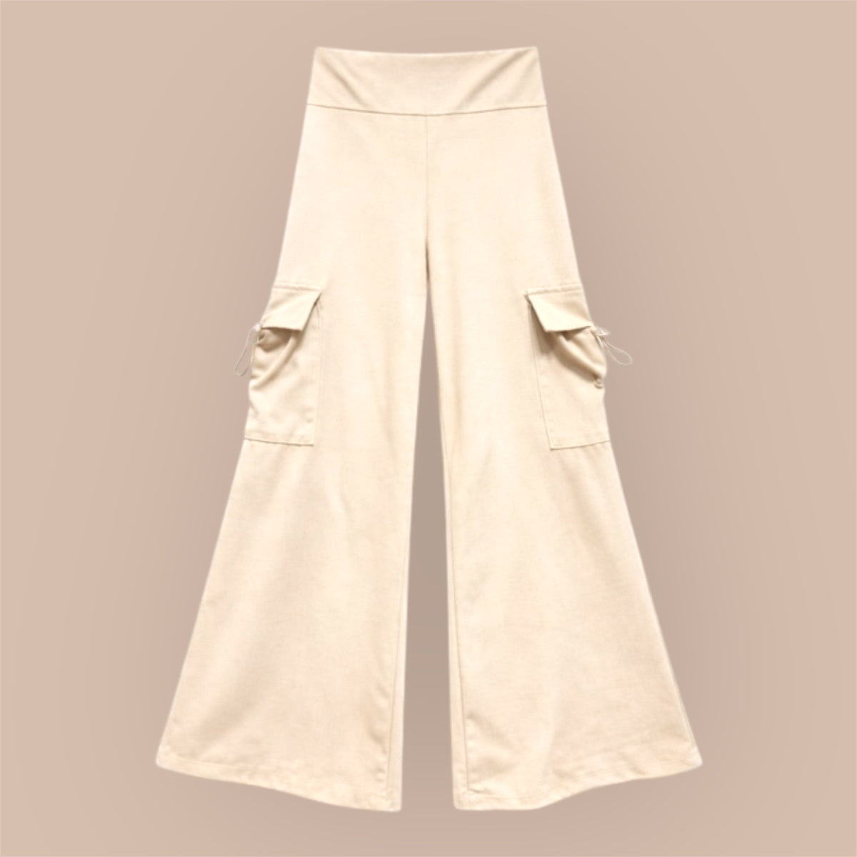 Meisjes Flared Broek met Zakken – Beige