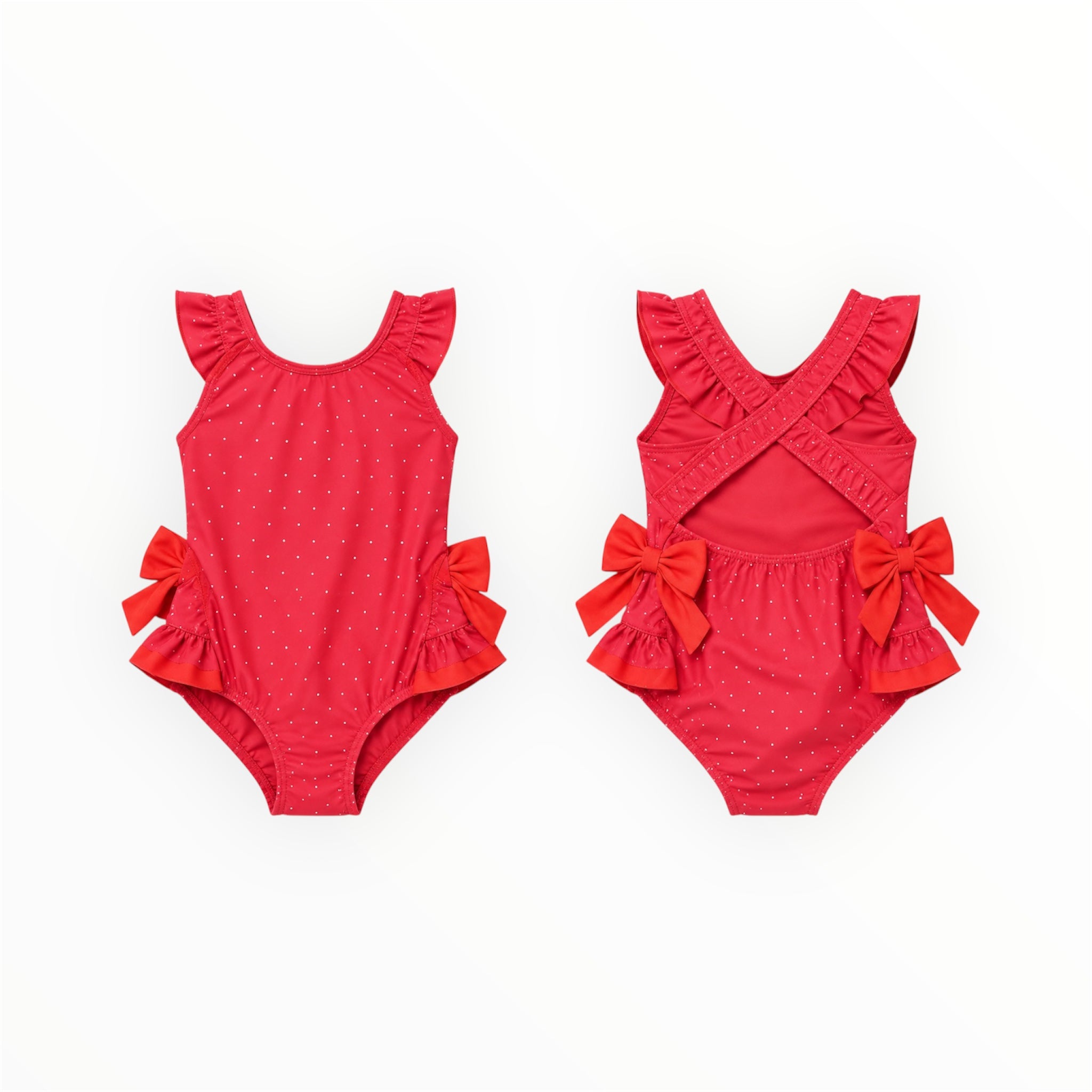 Peuter Meisjes Badpak Rood met Strikjes