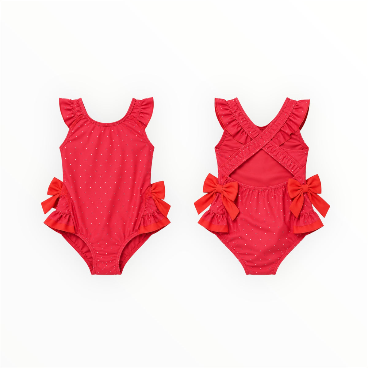 Peuter Meisjes Badpak Rood met Strikjes – foto 3