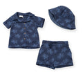 Donkerblauw Baby & Peuter Zomersetje met Print – Shirt, Short & Hoedje