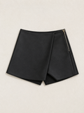 Meisjes Zwarte Leatherlook Skort met Gouden Details