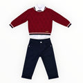 3-Delige Peuter Jongens Set Bordeaux met Blouse & Broek