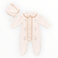 2-Delige Baby Meisjes Boxpakje Crème met Bloemen & Kant