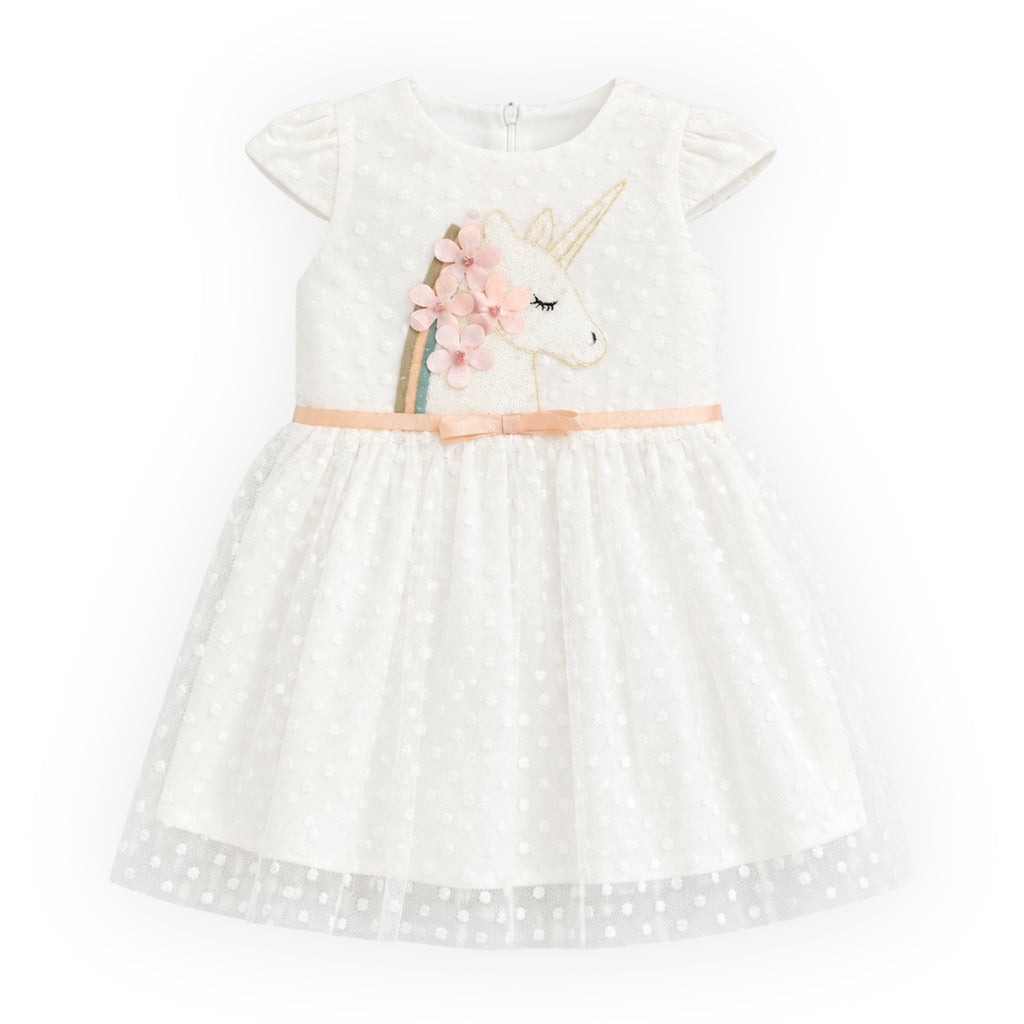 Baby Meisjes Setje Jas & Eenhoorn Jurk – Roze – foto 2