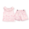 Peuter & Meisjes Set Roze – Vlinderprint Top & Short met Kant