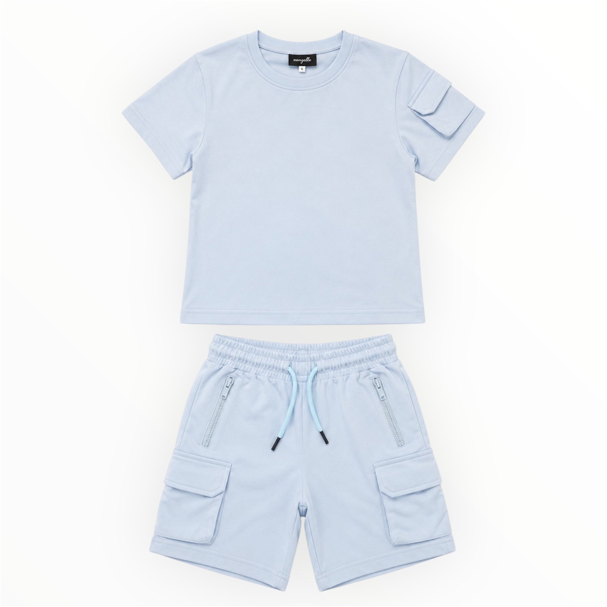 Jongens Cargo Set met T-shirt en Short - Blauw | By Reina Kidsfashion