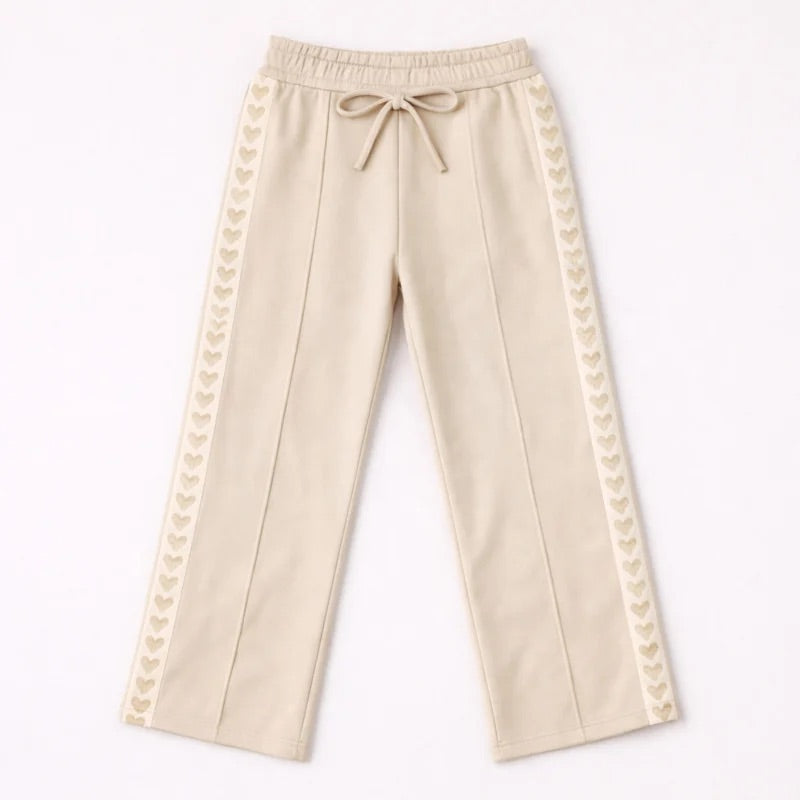 Meisjes Joggingbroek Hartjes Bies – Beige