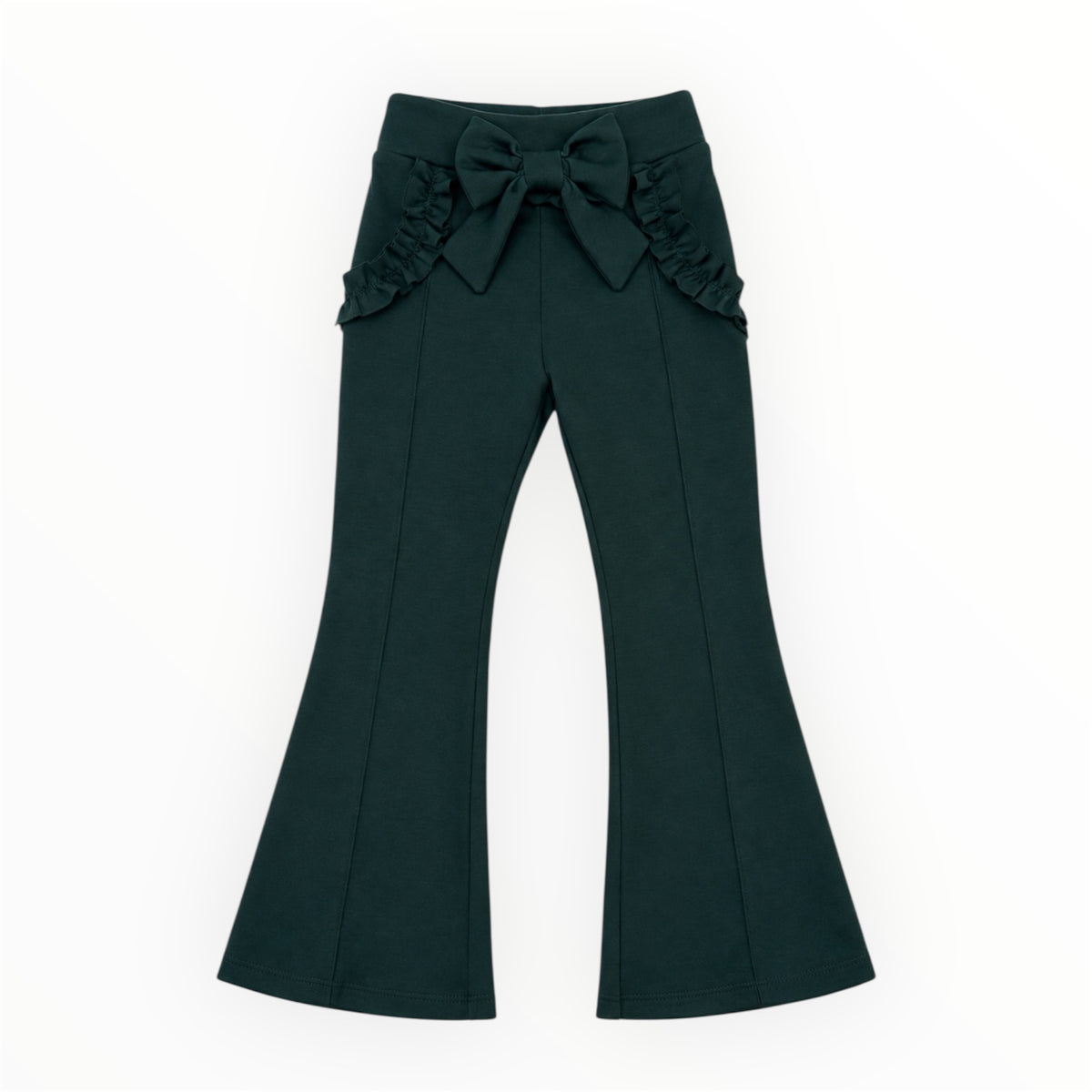Meisjes Flared Broek Donkergroen met Strik
