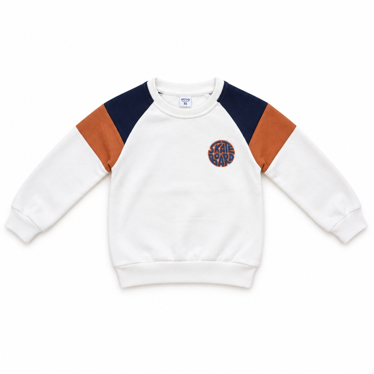 Jongens Sweater Skateboard – Wit/Navy/Oranje