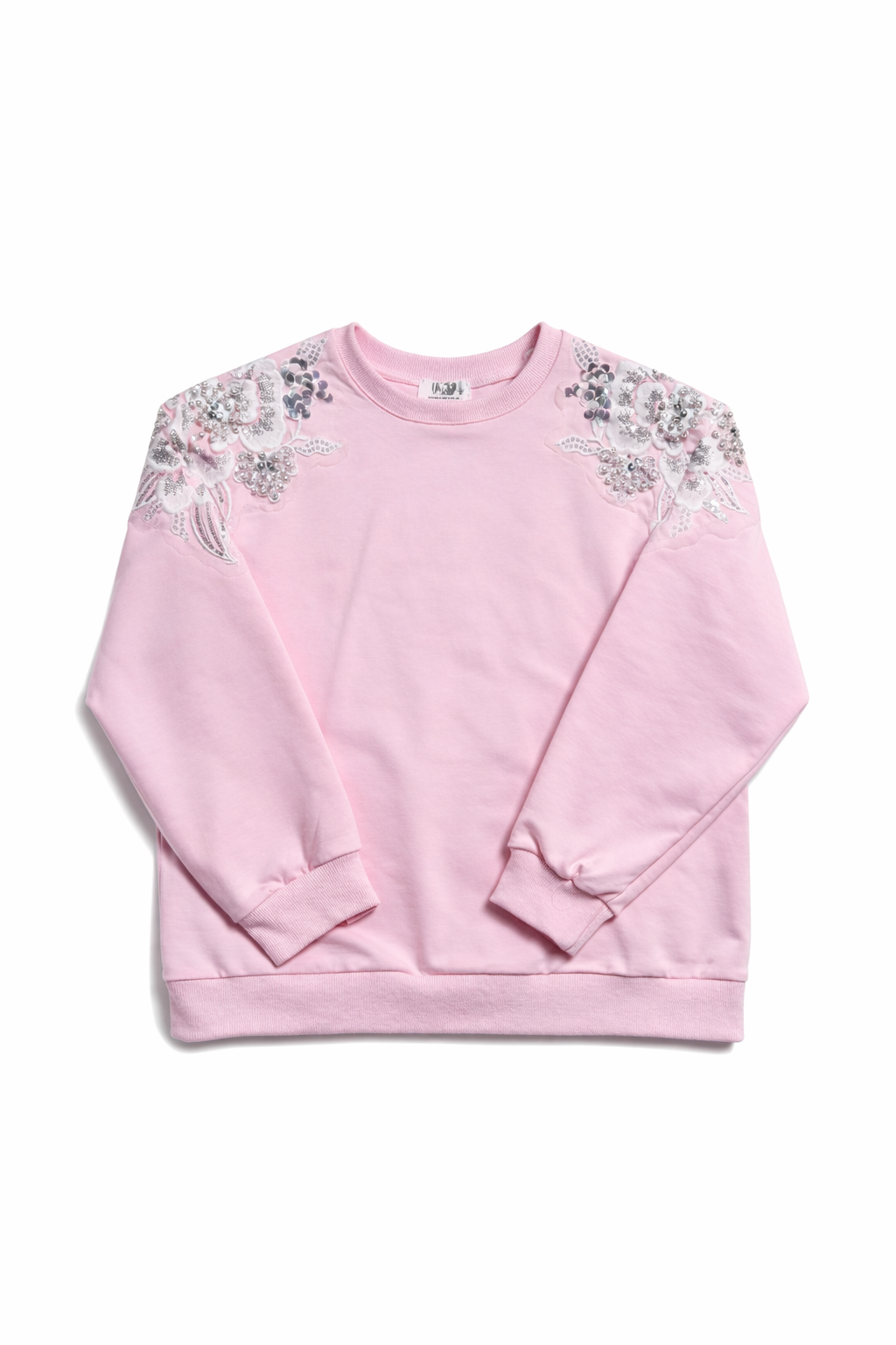 Meisjes Trui met Bloemen & Pailletten – Roze – foto 2
