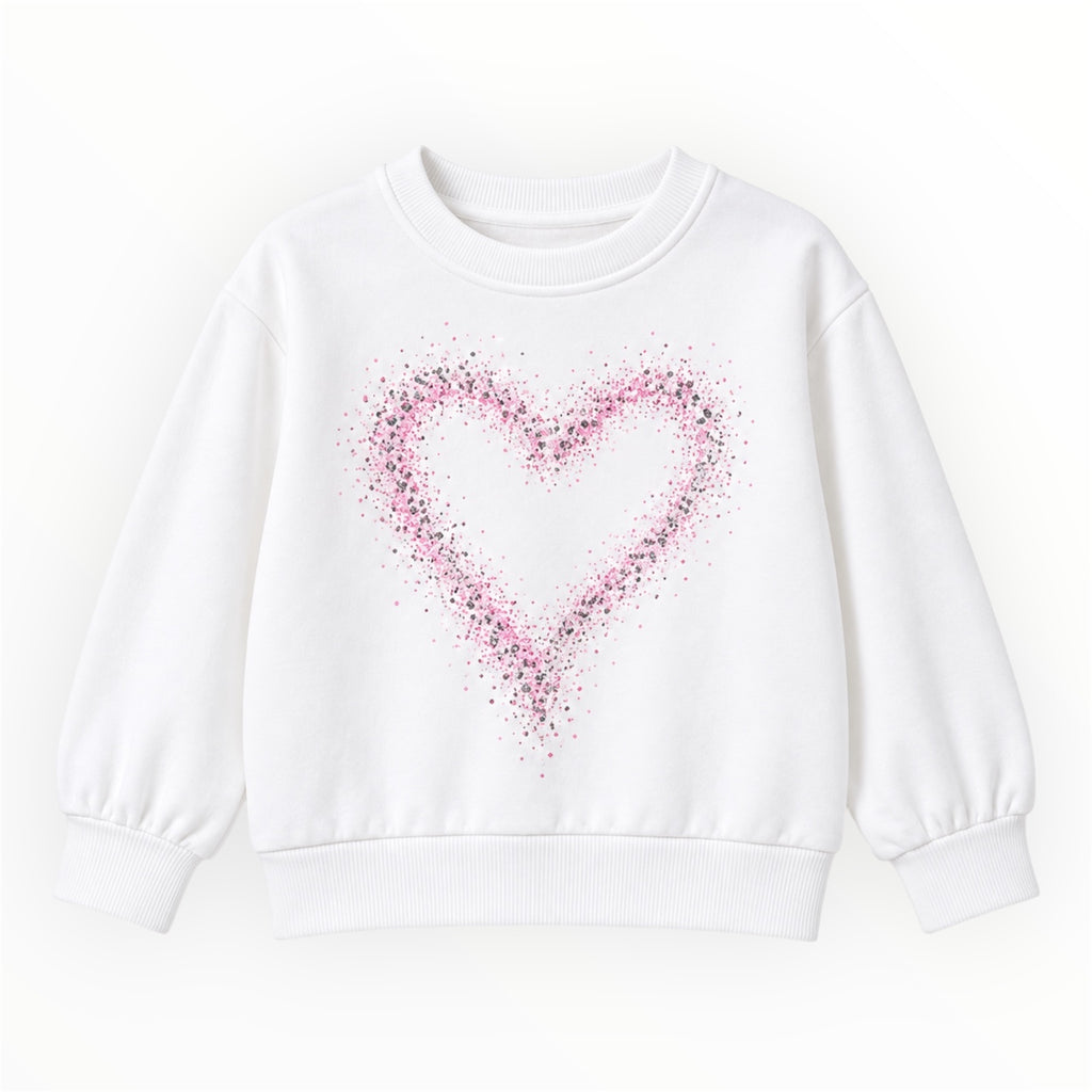 Meisjes Sweater Wit met Roze Glitterhart
