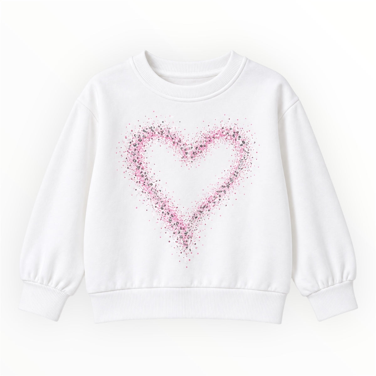 Meisjes Sweater Wit met Roze Glitterhart