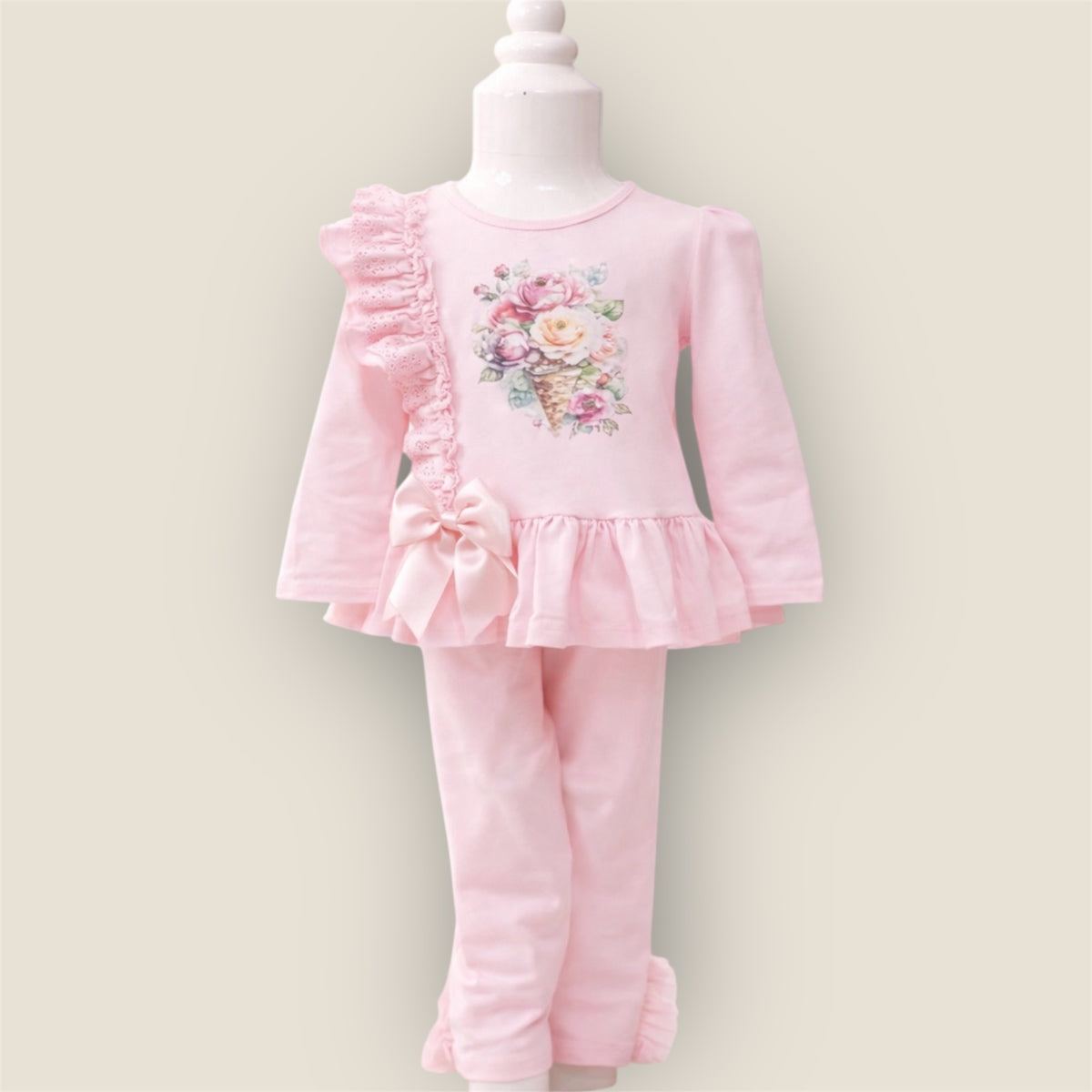 Meisjes Setje Tuniek & Legging Bloemenprint – Roze