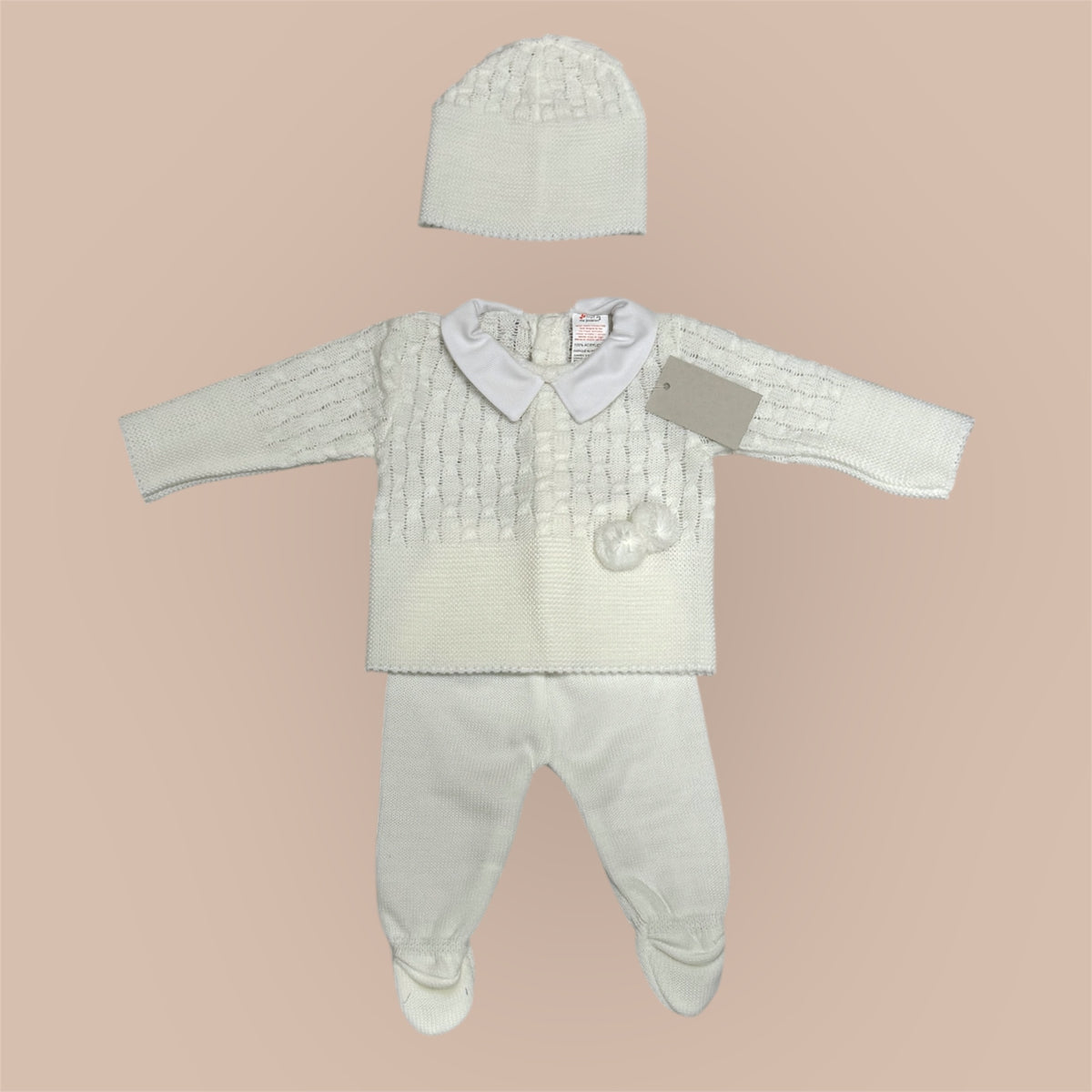 Baby Setje 3-delig Gebreid – Wit