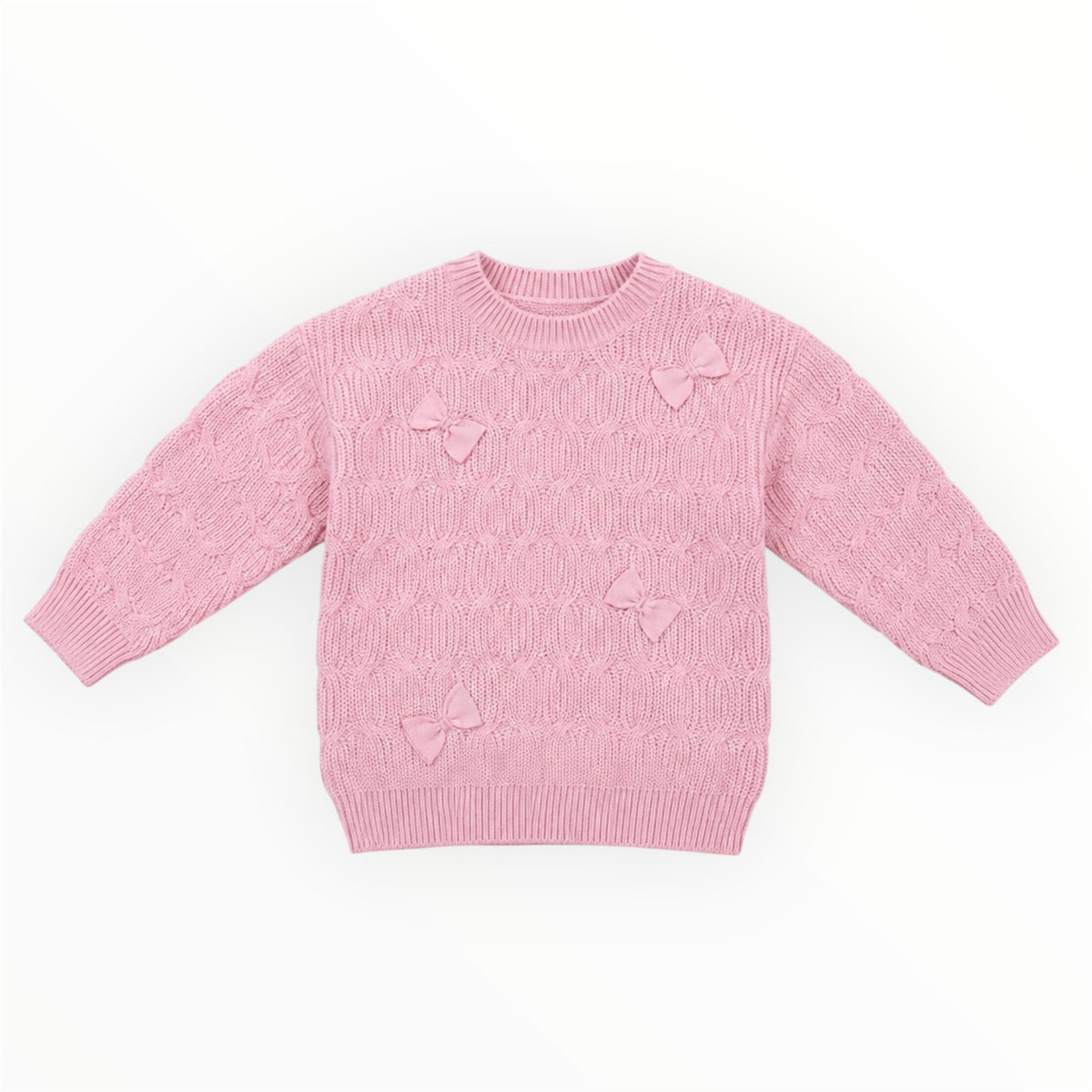 Meisjes Gebreide Trui Roze met Strikjes