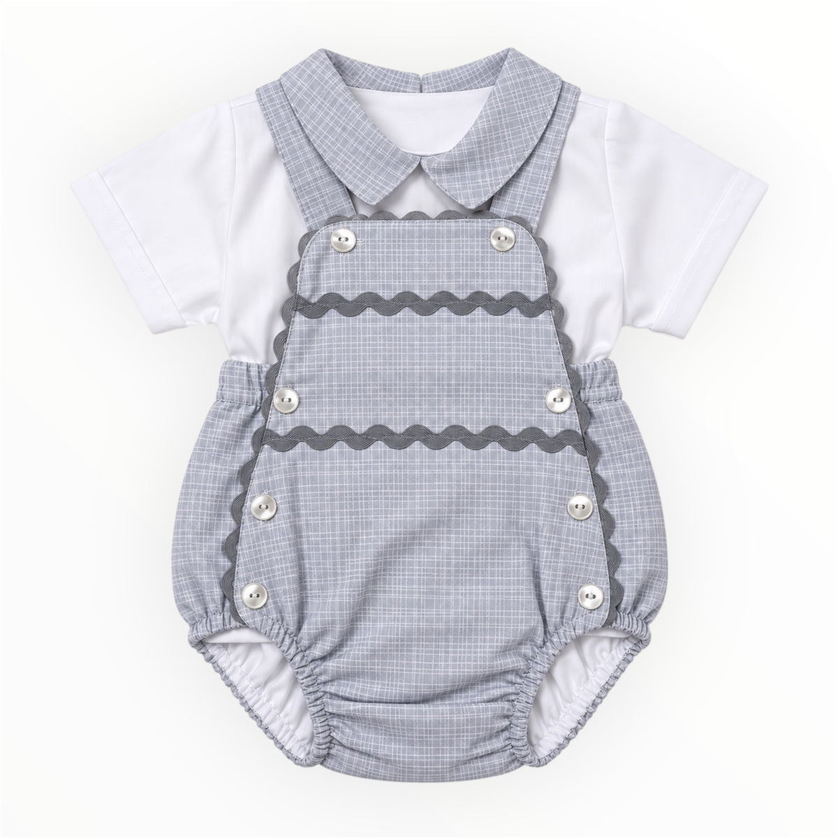 Baby Jongens 2-Delige Set Grijs Geruit met Bloomer