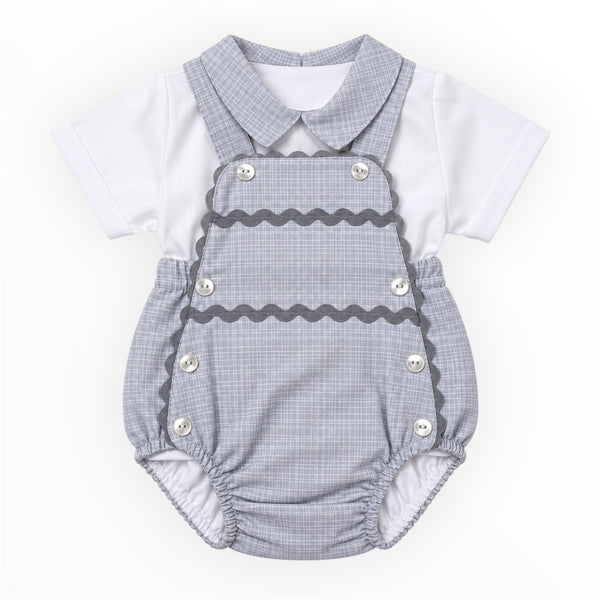 Baby Jongens 2-Delige Set Grijs Geruit met Bloomer