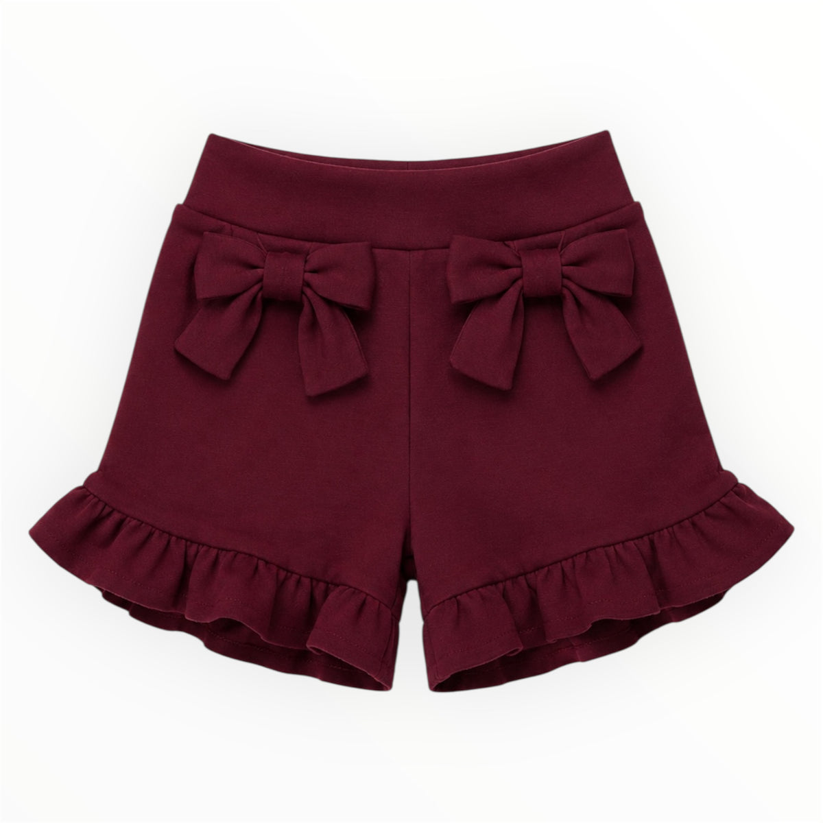 Meisjes Short Bordeaux met Strikjes & Ruches