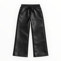 Meisjes Zwarte Leatherlook Wide Leg Broek