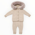 Baby Jongens Set 4-Delig met Bontkraag – Beige