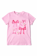 Meisjes T-shirt Kersen Print met Strikjes – Roze