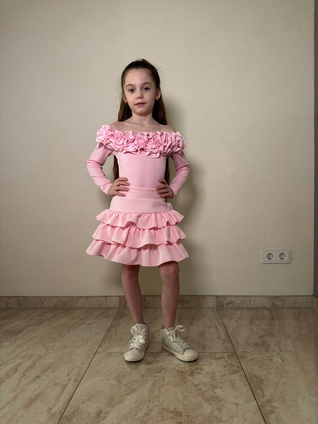 Meisjes Body met Ruches – Roze – foto 2