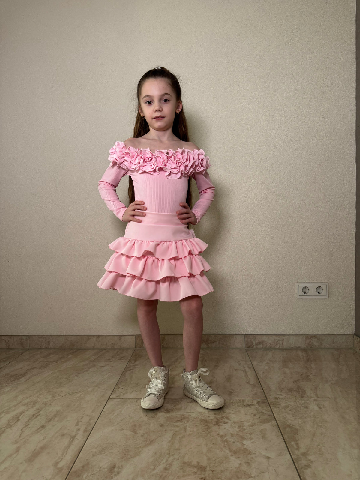 Meisjes Body met Ruches – Roze – foto 2