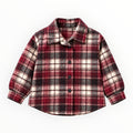 Meisjes Bordeaux Geruite Blouse met Parels