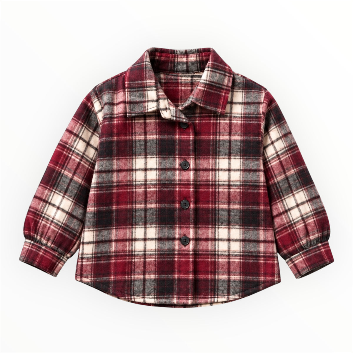 Meisjes Bordeaux Geruite Blouse met Parels