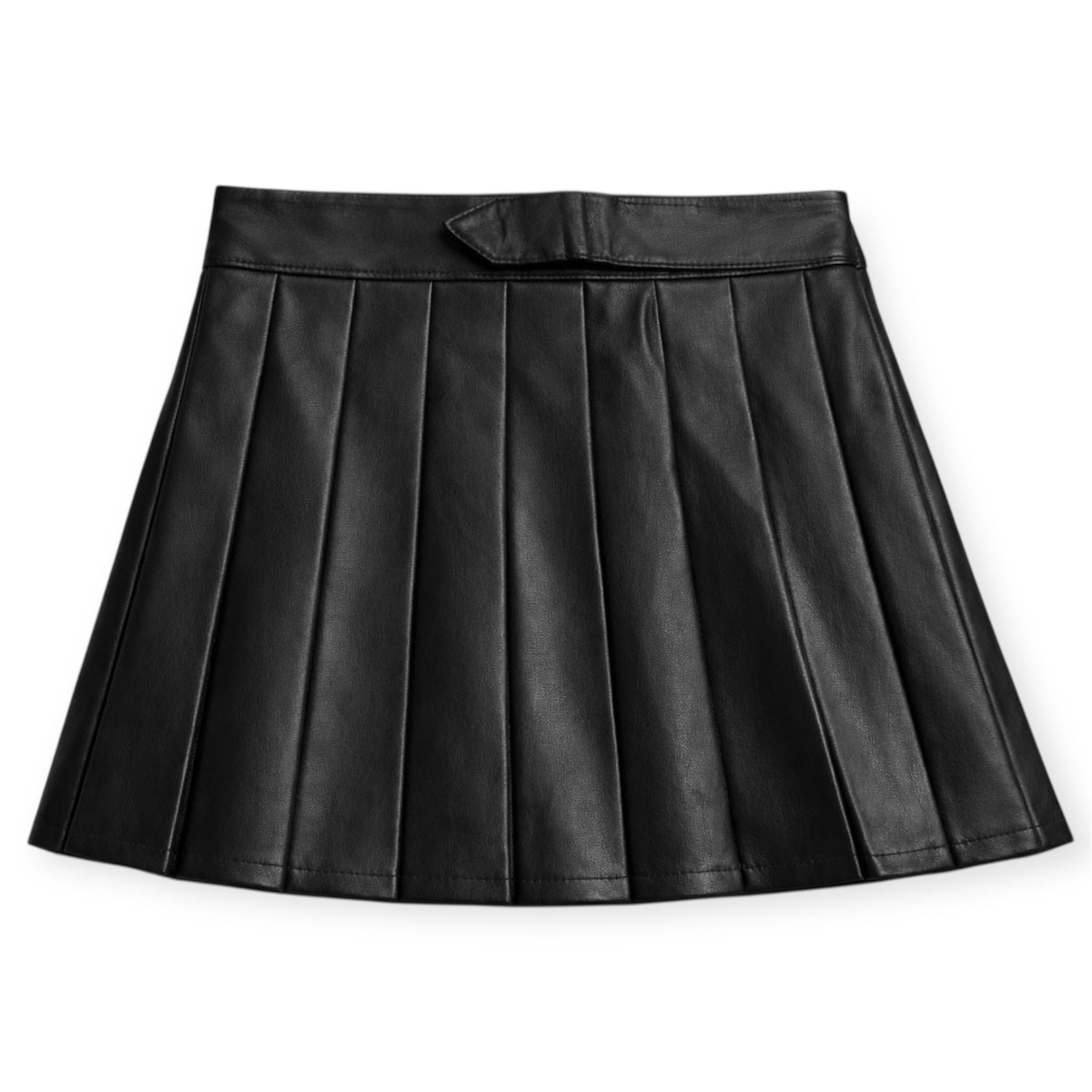 Meisjes Plooirokje Leather Look – Zwart