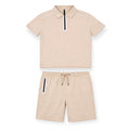 Jongens Zomerset Polo met Rits & Short – Beige
