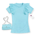 Meisjes Top met Ruffles & Mini Tasje – Lichtblauw
