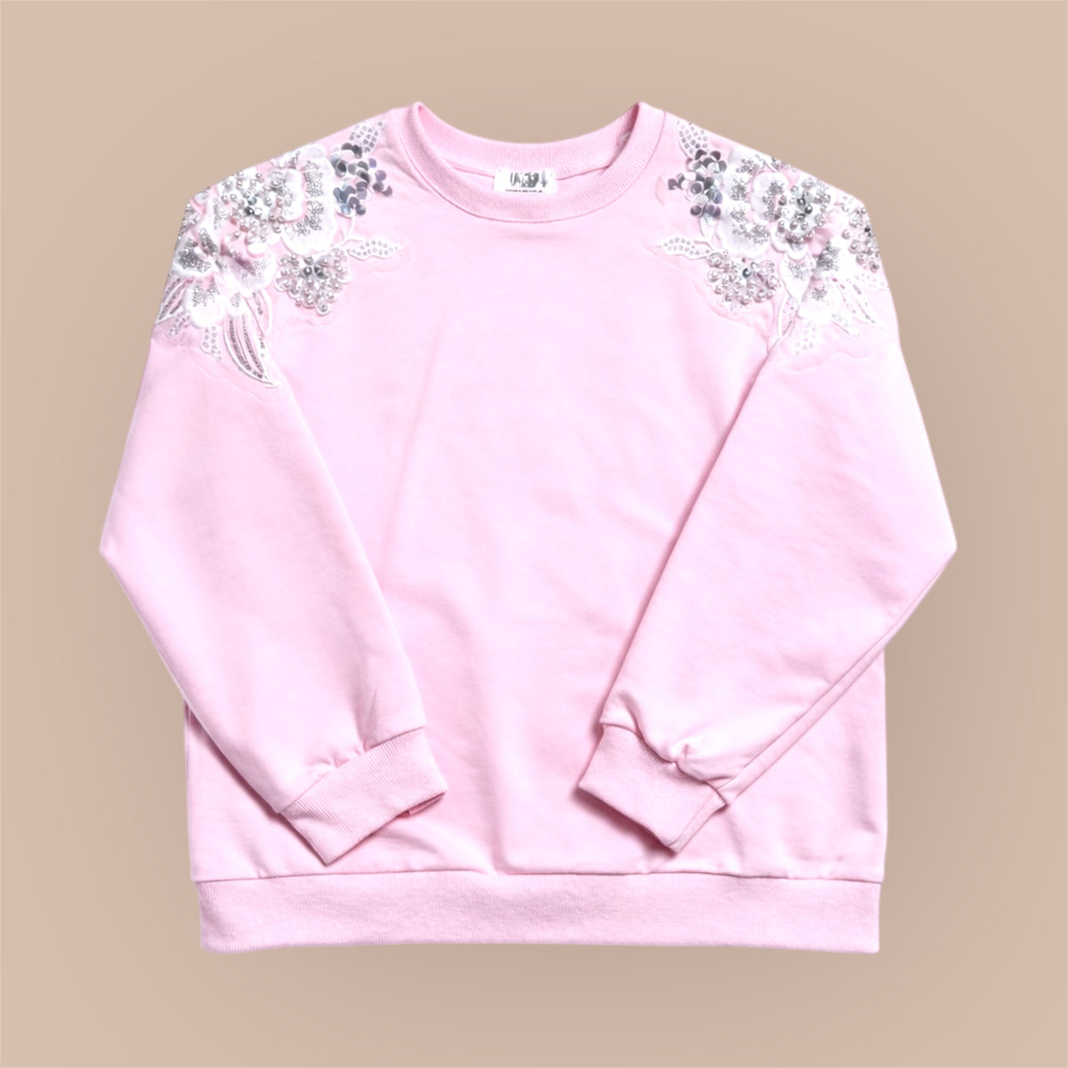Meisjes Trui met Bloemen & Pailletten – Roze