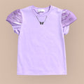 Meisjes Top Pofmouwen Kettingdetail – Lila