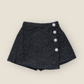 Meisjes Broekrokje Tweed met Sierknopen – Zwart