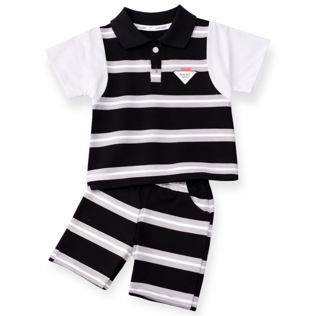 Zwart-Wit Baby & Peuter Zomerset – Gestreept Polo Shirt & Short