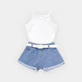 Meisjes Setje Top & Denim Short – Wit