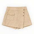 Meisjes Suède Look Skort met Gouden Details – Beige