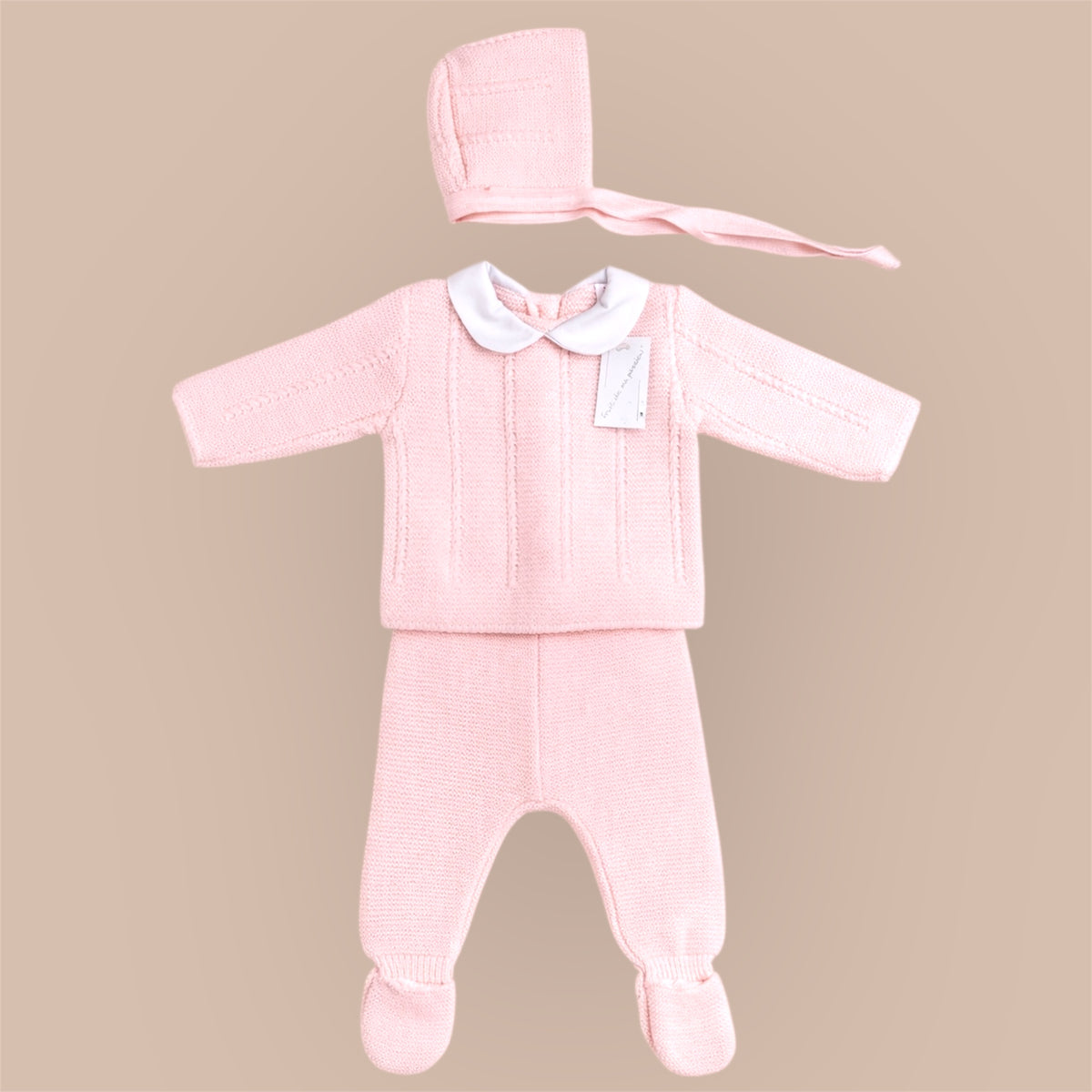 Baby Setje 3-delig Gebreid met Muts – Roze