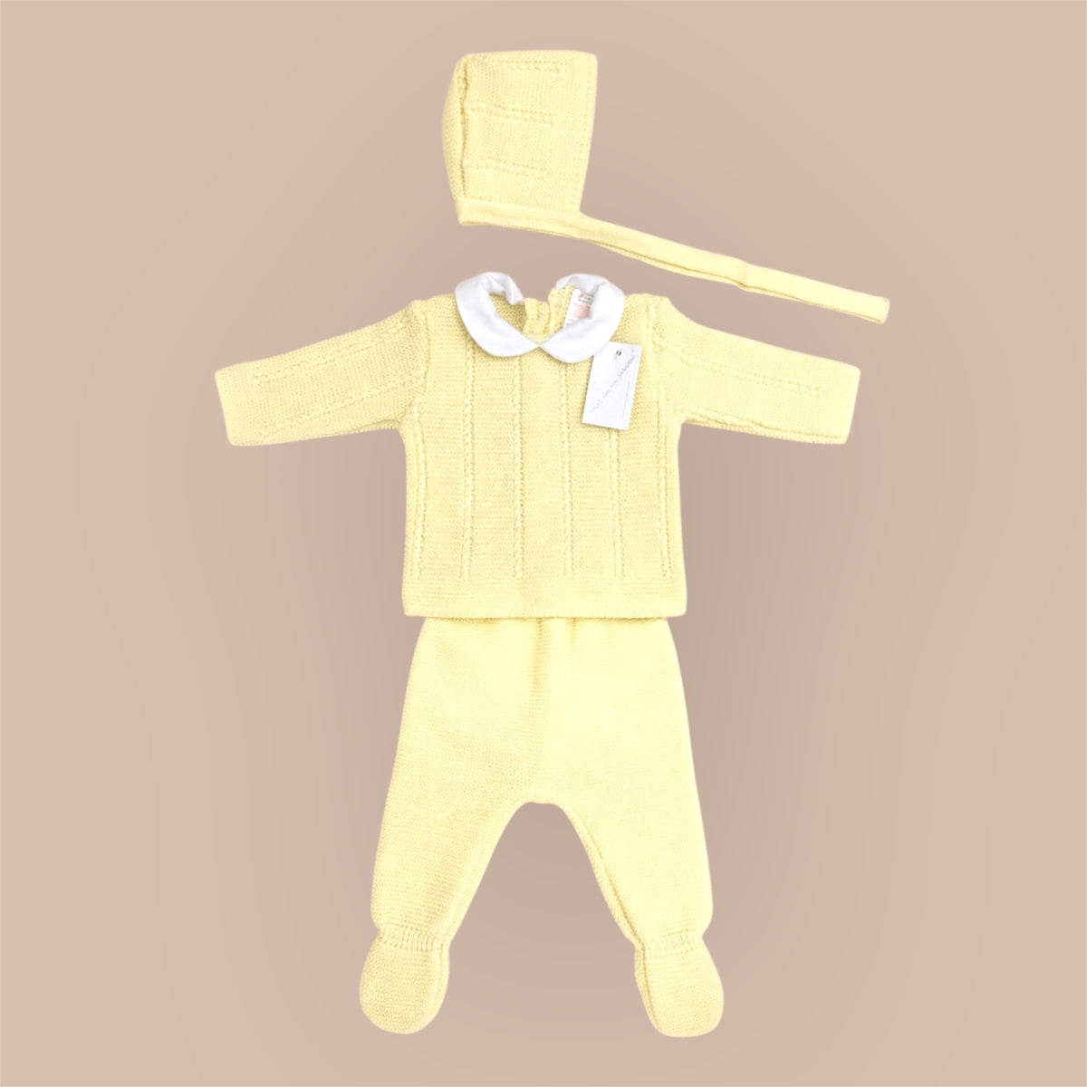 Baby Setje 3-delig Gebreid – Geel